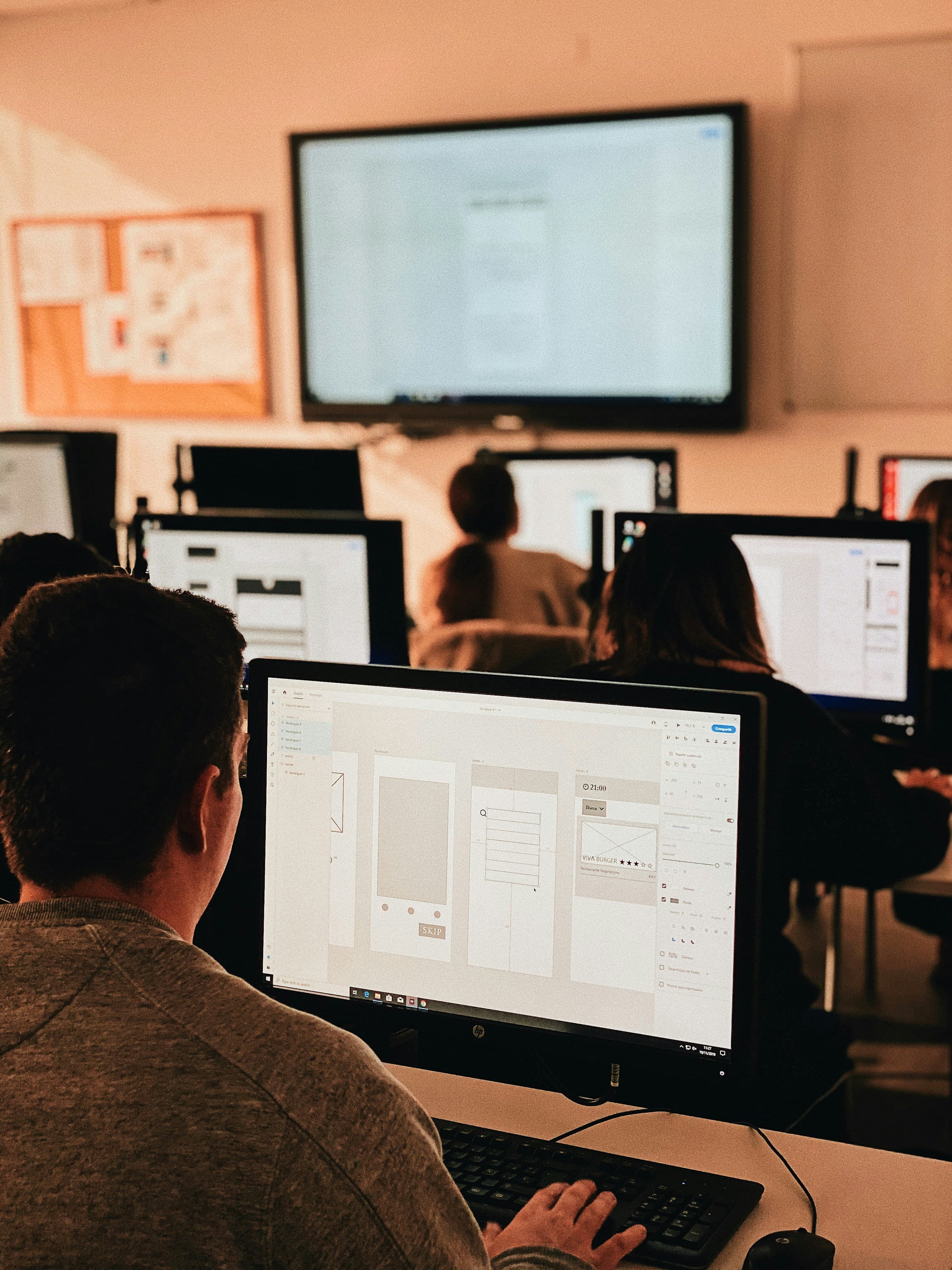 Learner working through a lesson on a computer